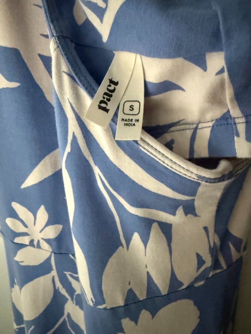 Pact Floral Fit & Flare Open Back Maxi Dress Tropical Palm Wedgewood Blue Small - Picture 5 of 7